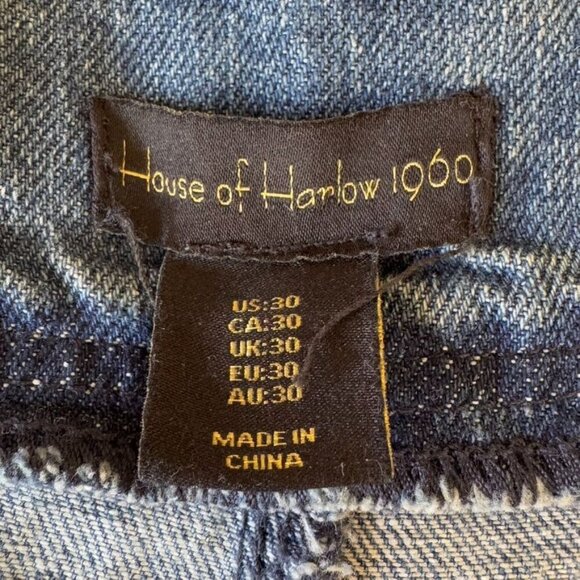 House of Harlow 1960 Stretch Cotton Denim High Rise Wide Leg Retro Jeans Size 30 - Picture 9 of 12